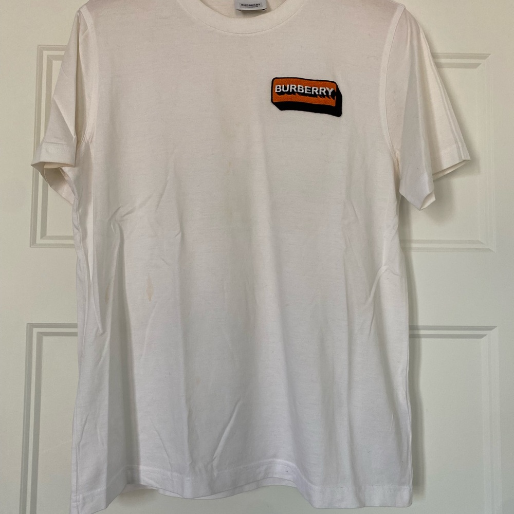 Burberry White Short Sleeve Tee Classic Casual Style